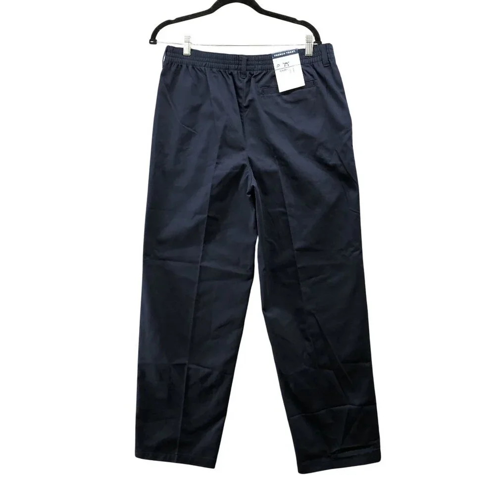 NWT‎ French Toast School Uniform Pants 18 Husky Relax Fit Pull On Navy Blue